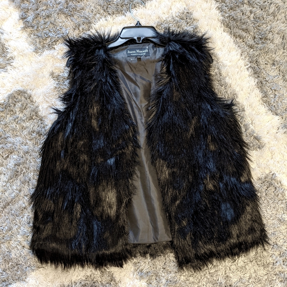 Black Faux Fur Vest- Size M
